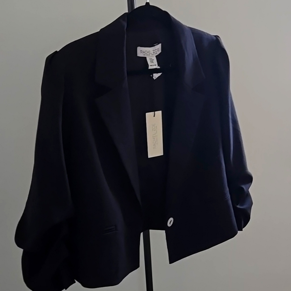 Rachel Zoe black blazer with scrunched sleeves
